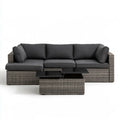 2-Piece Outdoor PE Rattan Sofa Set with Lift-Top Glass Coffee Table, Gray, Sofa 220 x 85 x 70 cm
