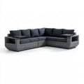 Outdoor 6-Seat L-Shaped Sectional Sofa Set, 106 x 83 x 31 in, Gray PE Rattan with Dark Gray Cushions