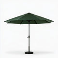 9 ft Outdoor Patio Umbrella Set with Dark Green Polyester Canopy, Steel Pole and Round Base