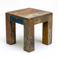 Square Reclaimed Solid Hardwood Side Table, 18 x 18 x 18 in, Multicolor