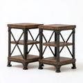 2-Piece 24 x 24 x 26 in Brown Engineered Wood and Steel Square End Table Set