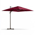 10 ft x 10 ft Square Cantilever Patio Umbrella, Burgundy Polyester Canopy with Aluminum Frame, 8.2 ft High