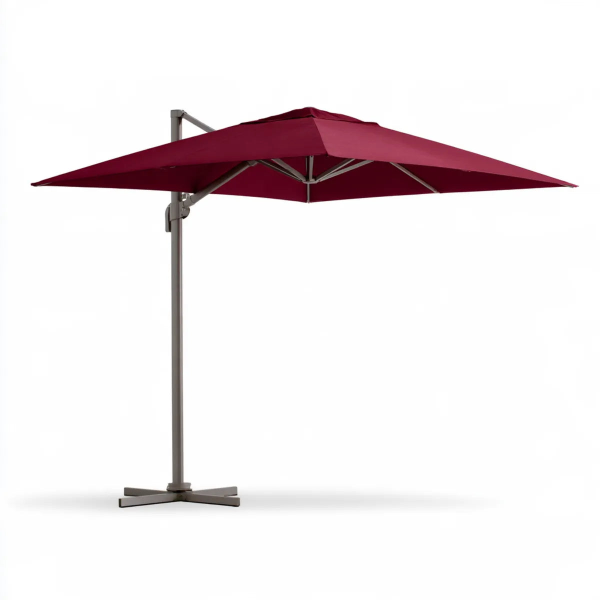 10 ft x 10 ft Square Cantilever Patio Umbrella, Burgundy Polyester Canopy with Aluminum Frame, 8.2 ft High