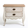 2-Drawer Solid Wood Nightstand, 30 x 17 x 30 in, Distressed White and Natural Brown