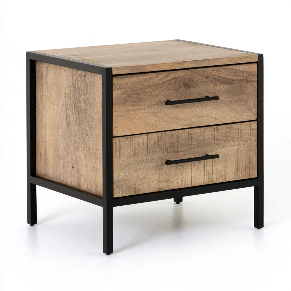 2-Drawer Nightstand, 20 x 16 x 24 in, Brown and Black Wood Composite